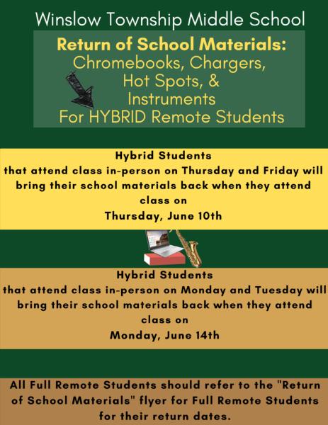Return of School Materials (Hybrid Students)